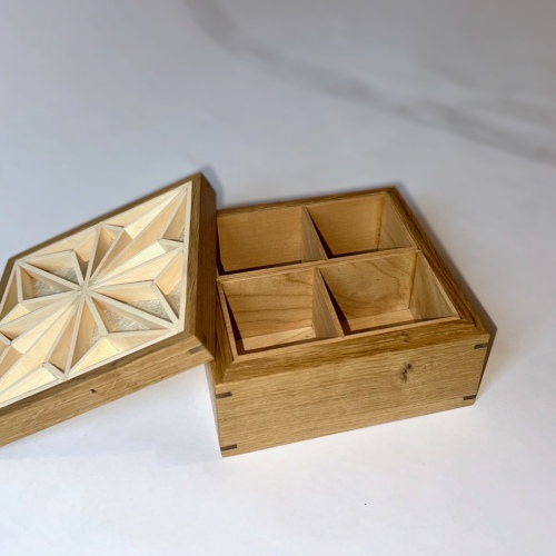 Handmade Square Keepsake Box with Kumiko Panel